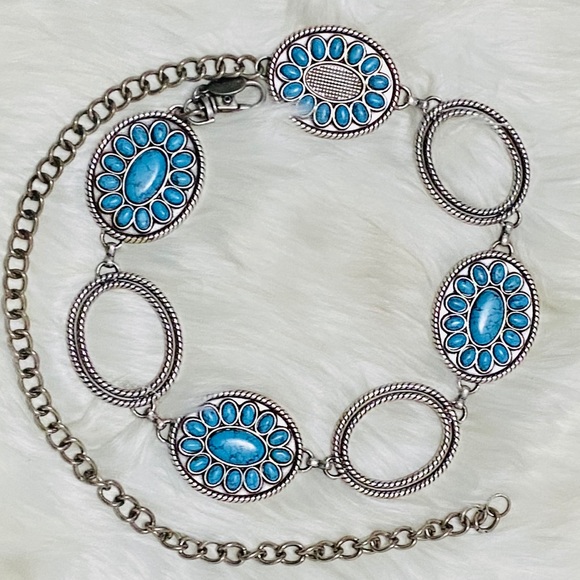 Turquoise and silver tone Chico’s belt - Picture 3 of 11
